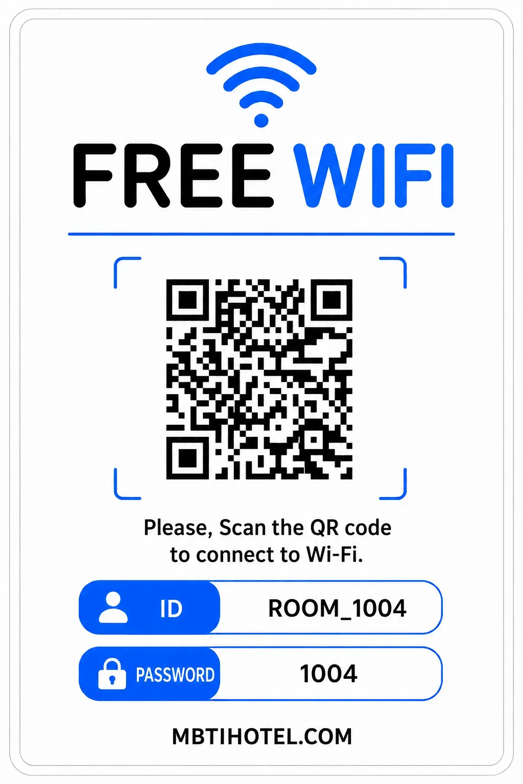 호텔 와이파이 안내문 영어 버전 (Hotel WiFi sign in English)