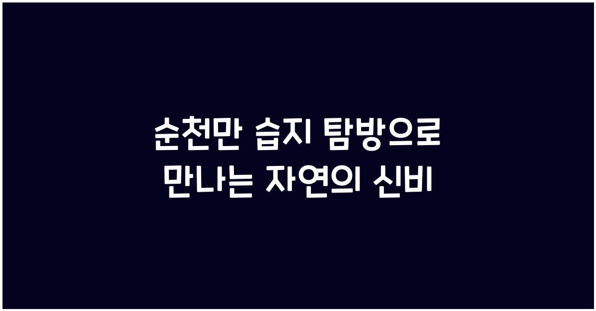 순천만 습지 탐방으로 만나는 자연의 신비