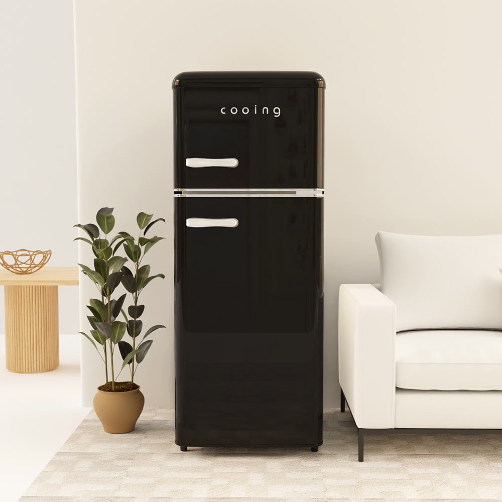 쿠잉 레트로 소형냉장고 REF-D121 블랙 미니, 완벽한 원룸 필수템 추천